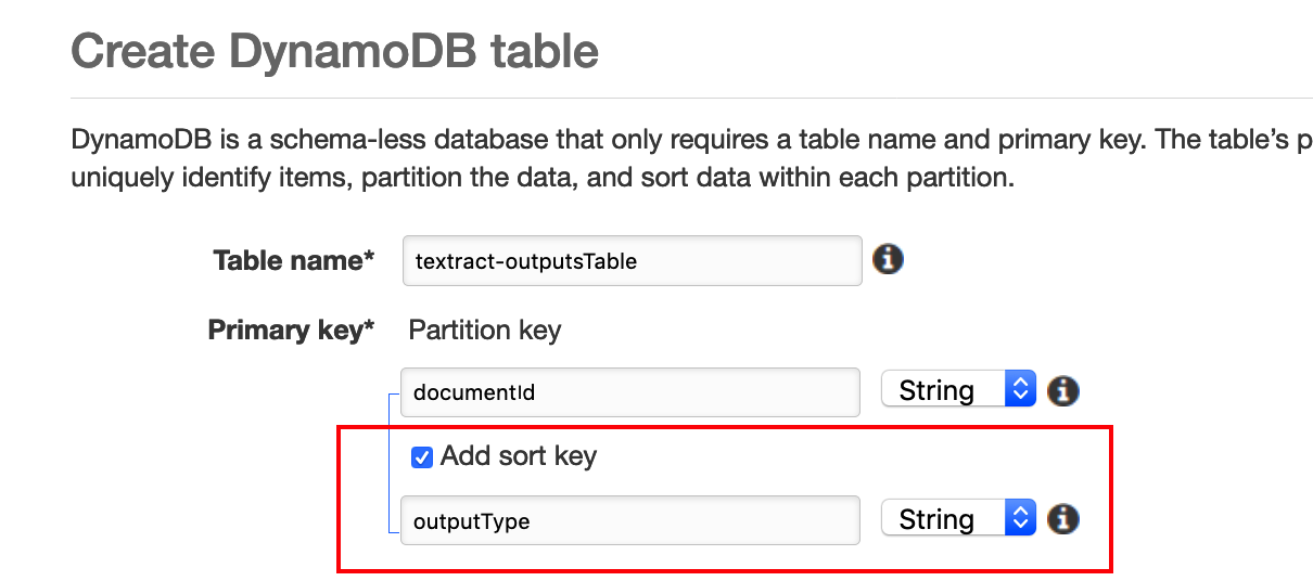 DynamoDB output